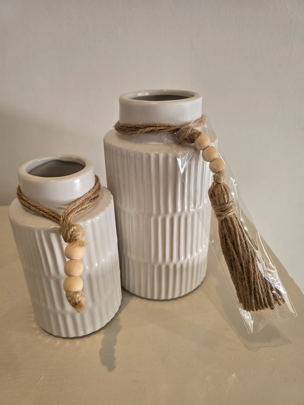 Kmili Home White Ceramic Vase Set of 2